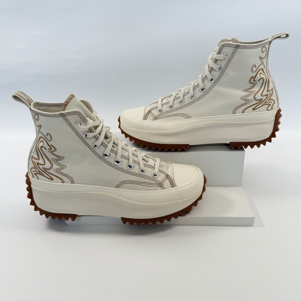 Converse CTAS Run Star Hike Platform Western Embroidery Womens White Size 10 - Picture 4 of 12